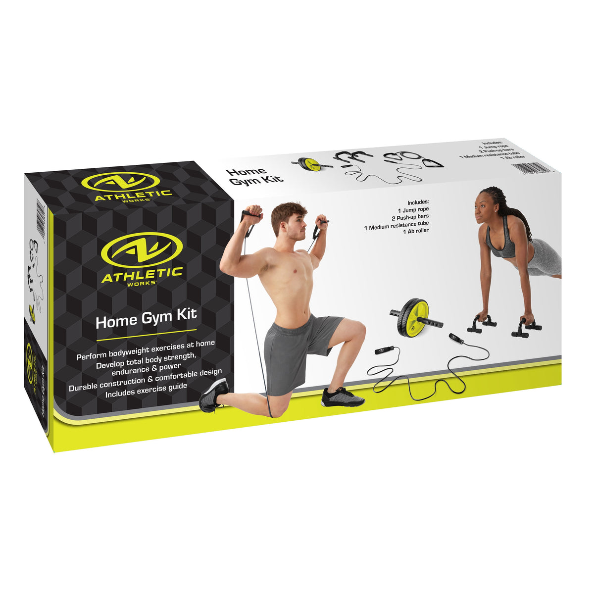 Comprehensive Home Gym Equipment Set: Resistance Tubes, Ab Wheel, Jump Rope, and Push-Up Bars