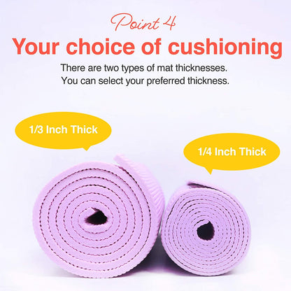 Premium Non-Slip Yoga Mat with Carry Strap for Yoga, Pilates, and Fitness Workouts - Available in 9 Colors