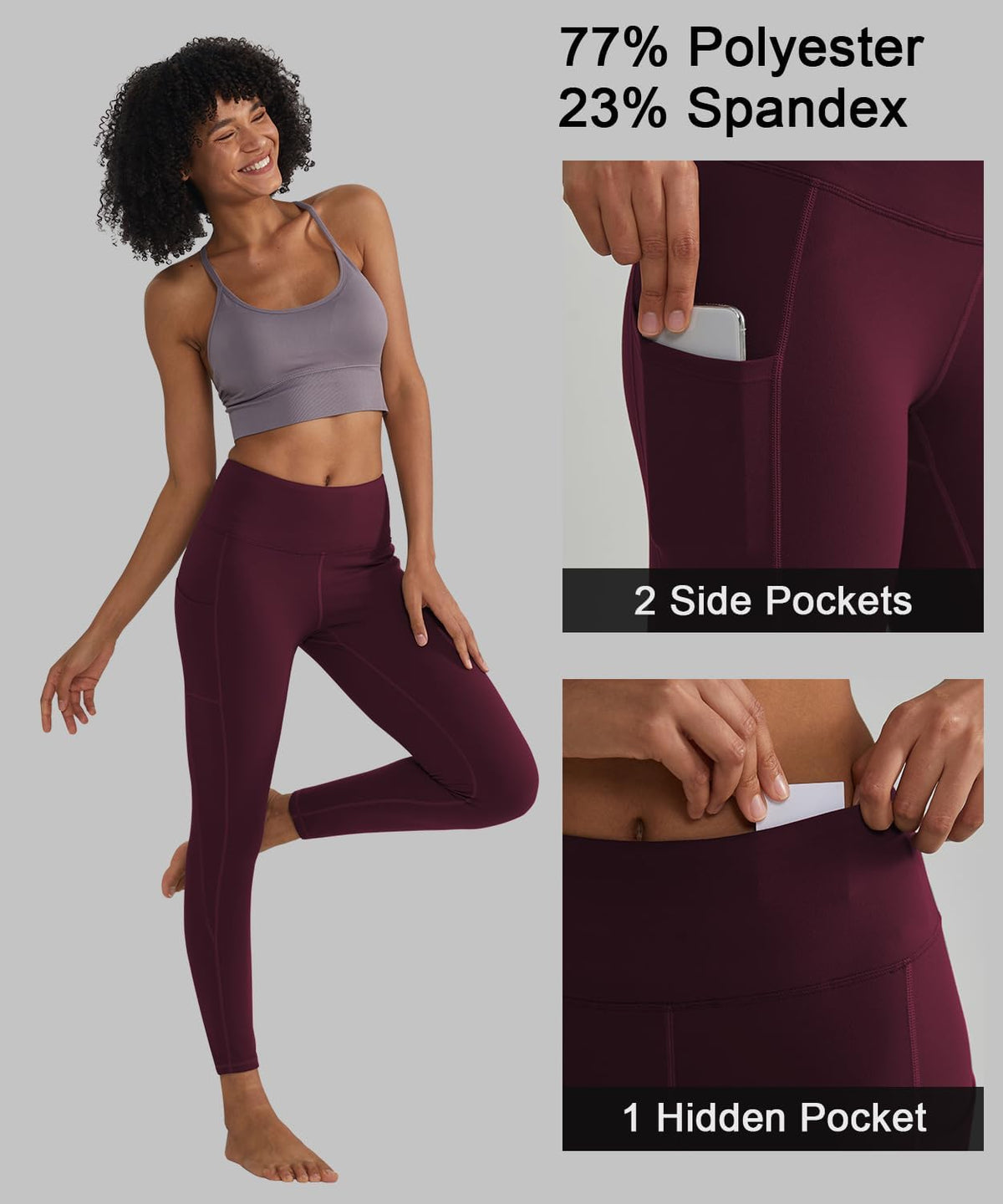 Women's Anti-Nail Leggings: Non-Transparent Yoga Pants with Phone Pockets and Tummy Control, Available in Full-Length and Capri Styles