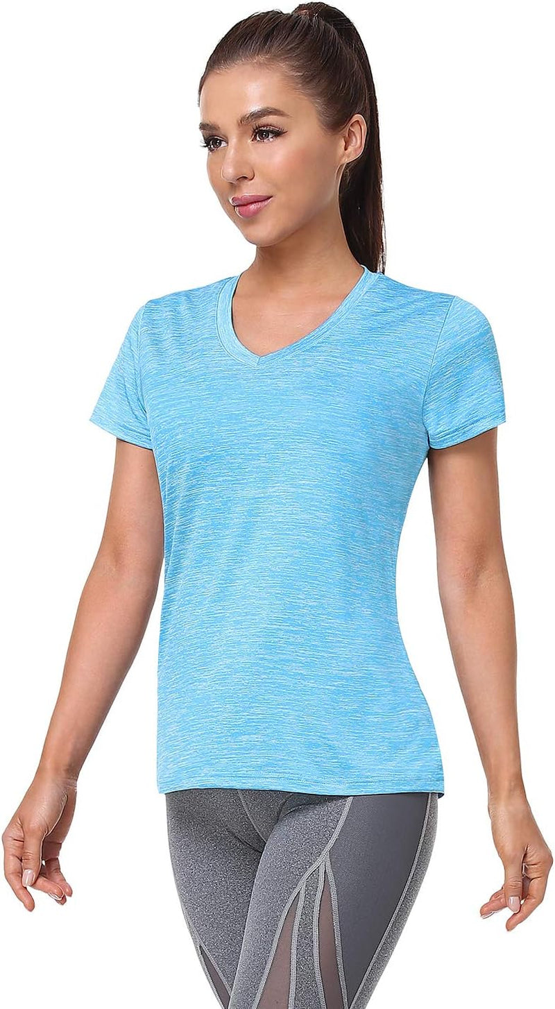 5-Pack Women's Short Sleeve Moisture-Wicking V-Neck Dry Fit T-Shirts