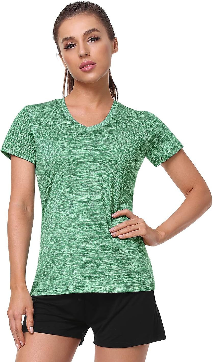 5-Pack Women's Short Sleeve Moisture-Wicking V-Neck Dry Fit T-Shirts