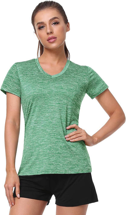 5-Pack Women's Short Sleeve Moisture-Wicking V-Neck Dry Fit T-Shirts