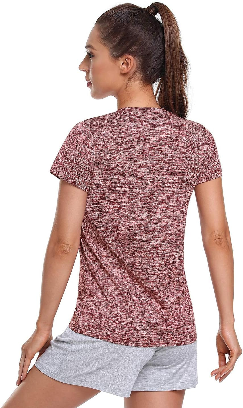 5-Pack Women's Short Sleeve Moisture-Wicking V-Neck Dry Fit T-Shirts