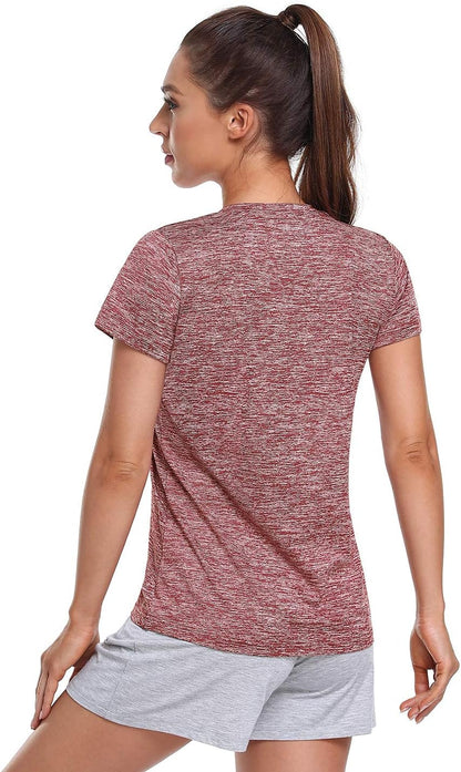 5-Pack Women's Short Sleeve Moisture-Wicking V-Neck Dry Fit T-Shirts