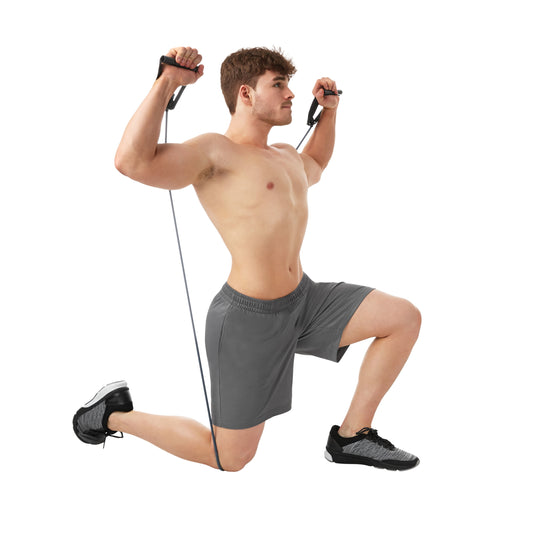 Comprehensive Home Gym Equipment Set: Resistance Tubes, Ab Wheel, Jump Rope, and Push-Up Bars