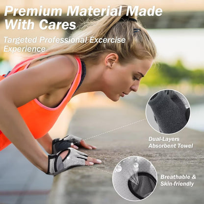 Freedom Workout Gloves - Knuckle Weightlifting Short Fingerless Gloves with Curved Open Back for Powerlifting and Gym Use for Men and Women